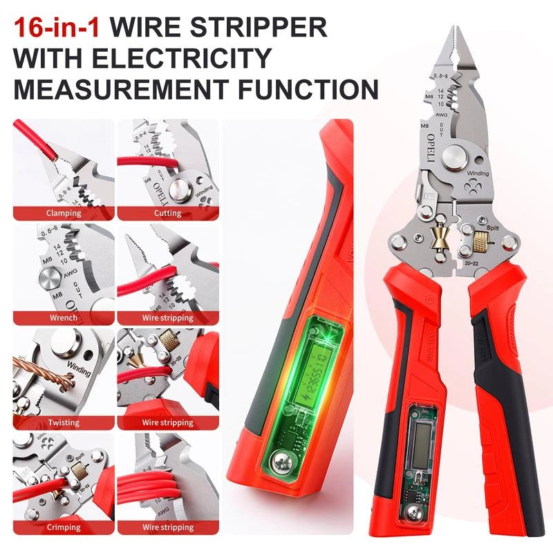 16-in-1 Wire Stripper & Twister Pliers with Voltage Tester